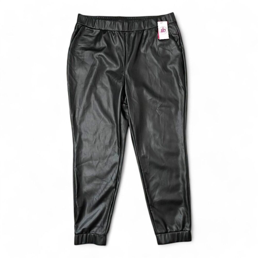 JUICY COUTURE Faux Leather Black Joggers Size XXL, NWT!